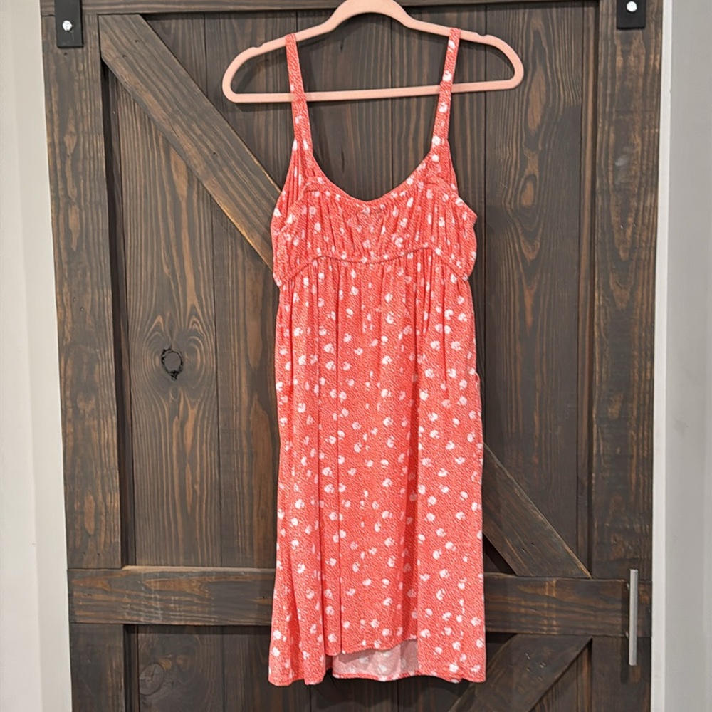 Torrid Women’s Floral Coral‎ Skater Dress with Drawstring Elastic Waist Size 1X - Picture 3 of 7